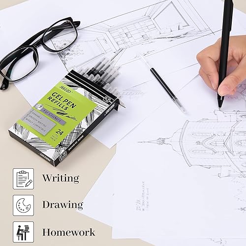 Miniatura 8 de JEEZZO Recambios de tinta de gel para bolígrafos retráctiles de clic de punta media azul compatible con Pilot G2 Pentel Energel Jetstream Sharpie