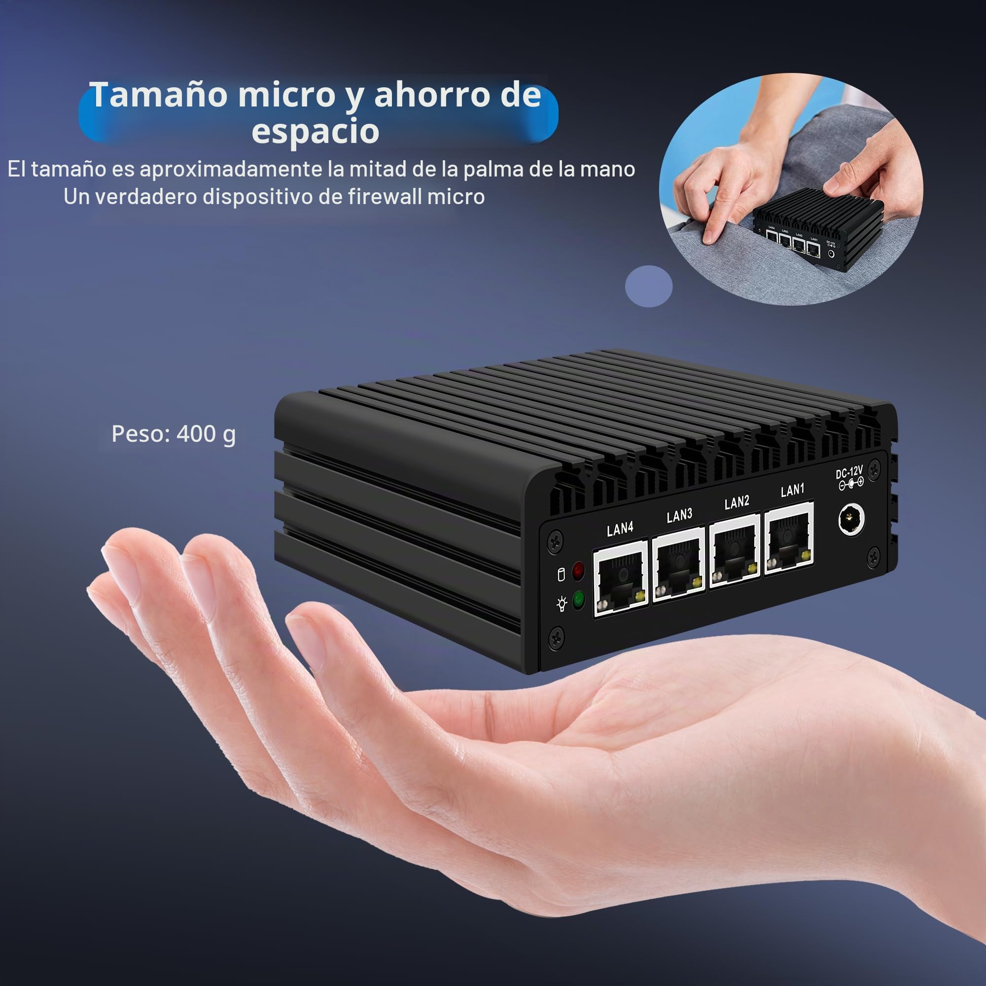 CWWK Mini PC Firewall Micro Appliance, Pentium J3710, 4 x LAN i225 2.5GbE, OPNsense Hardware Mini Ordenador, Fanless PC, DDR3L 8GB RAM 128GB SSD, AES-NI, Console COM, HD, DP