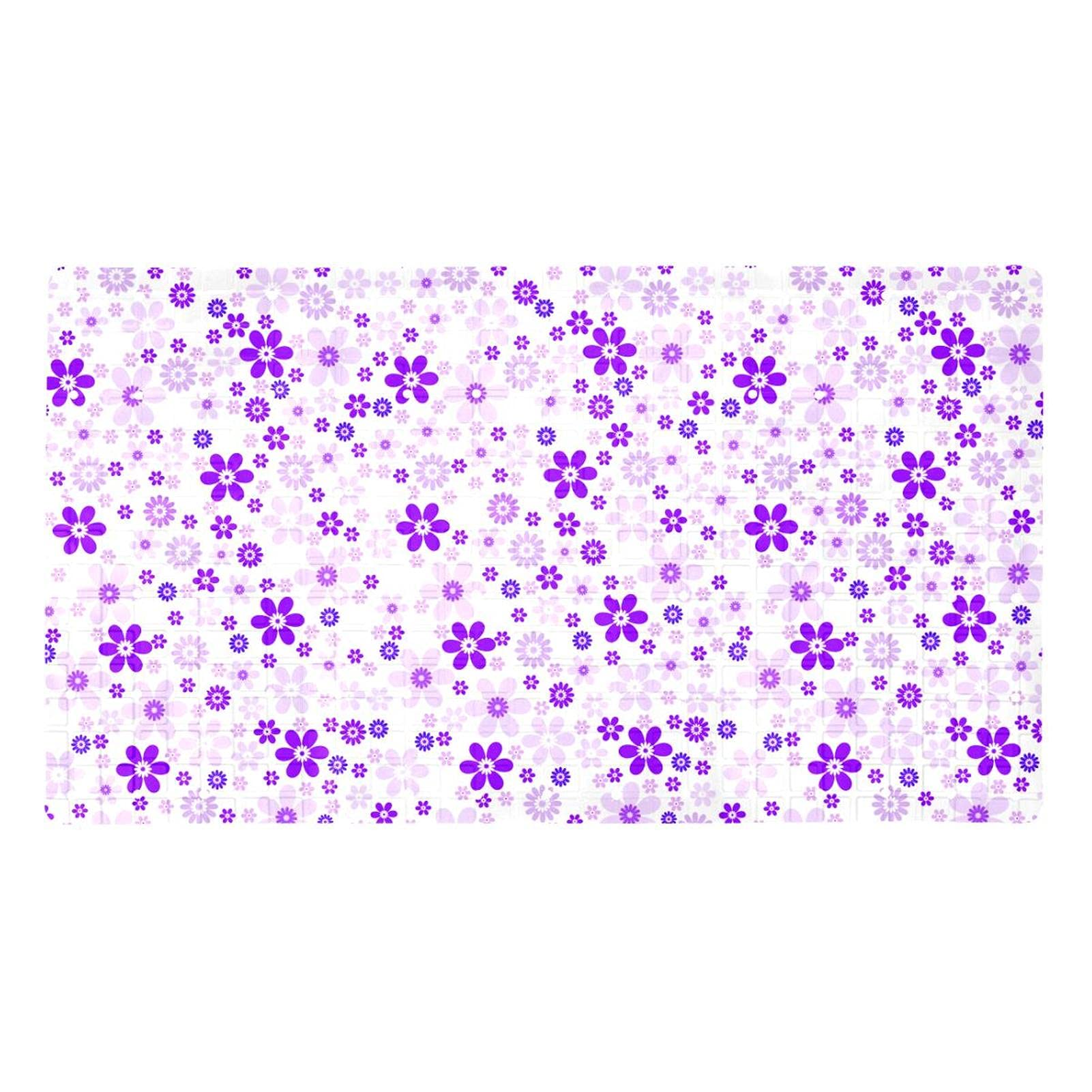 Tapis de baignoire à trous de drainage lavable et antidérapant violet