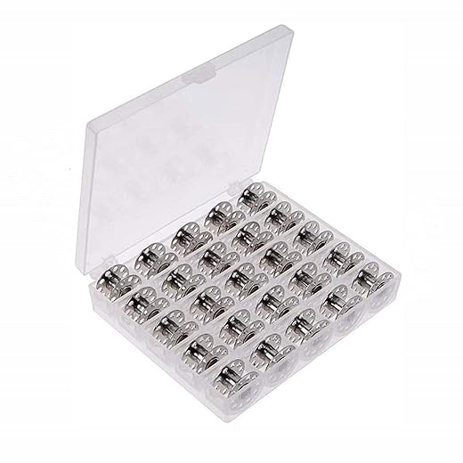 25 Pack Metal Bobbins with Stortage Case for Brother Singer Janome Kenmore and Most Sewing Machine