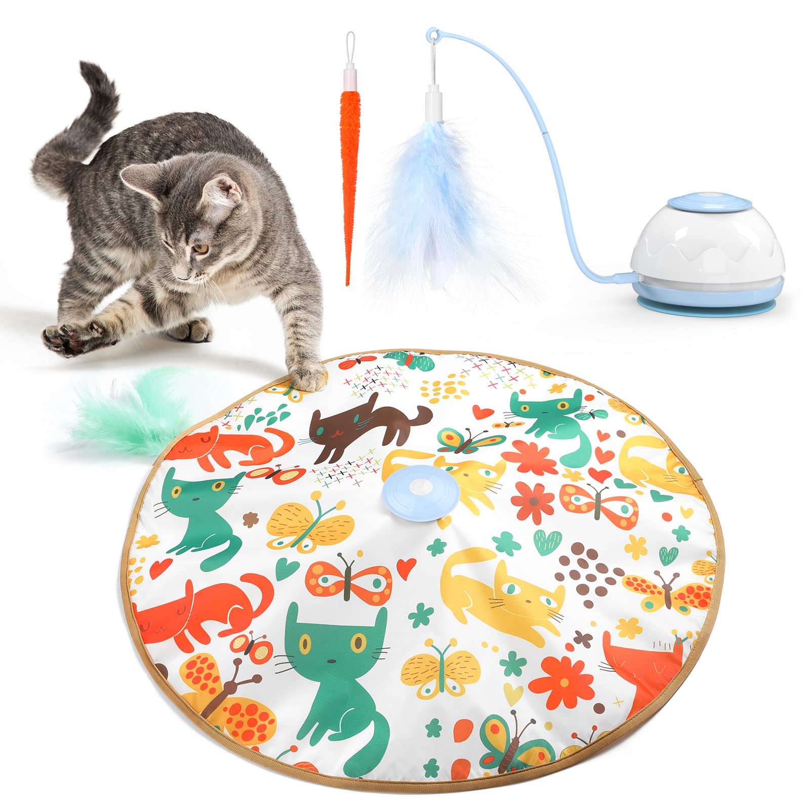 Buy Pawaboo Catch The Tail Cat Toy, 2 in 1 Electric Turntable Interactive Cat Toys, Automatic