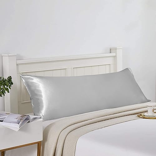 Vista 76 de BEDSUM Paquete de 2 fundas de almohada de satén de seda King para cabello y piel, suaves y lujosas, fundas de almohada con cierre de sobre, 20 x 36
