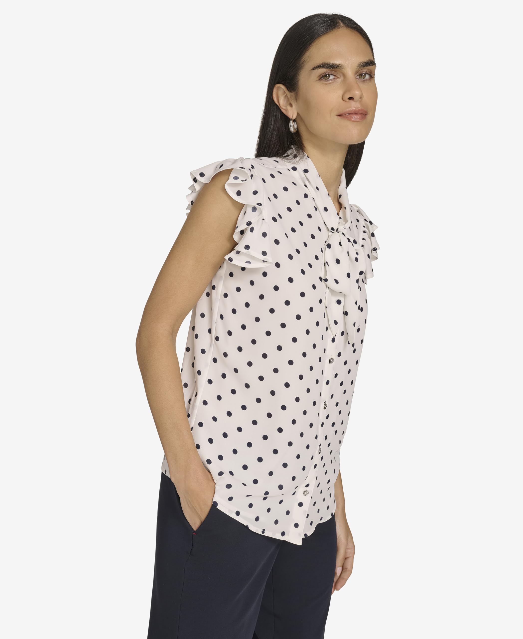 Tommy Hilfiger Damen Sleeveless Starbusrt Ruffle Blouse Ärmellose Starbusrt Rüschenbluse (1er Pack)