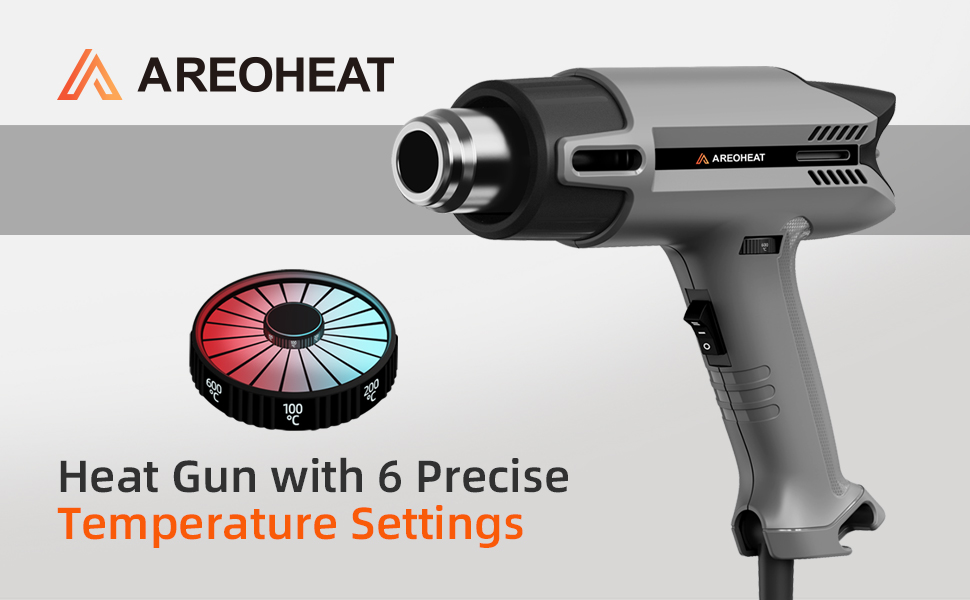 Heat Gun with 6 Precise Temperature Settings 100-600°C (212-1112°F