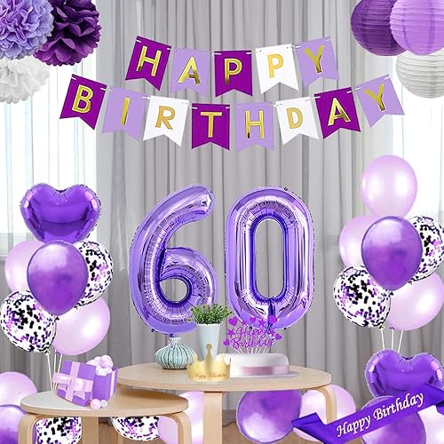 Miniatura 4 de santonila Decoraciones rojas de 60 cumpleaños con texto en inglés "Happy Birthday", bandejas, con texto en inglés "Cheers To 60 años", decoración