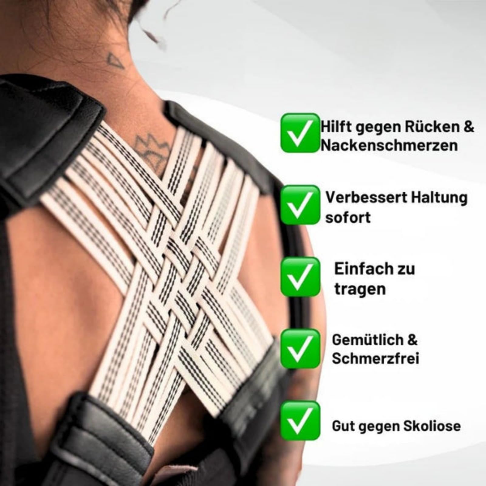 Haltery AlignFlex – dein Haltungstrainer，Rückenkorrekturgerät, stützt das Schlüsselbein und verbessert die Körperhaltung beim Sitzen, Stehen und Gehen