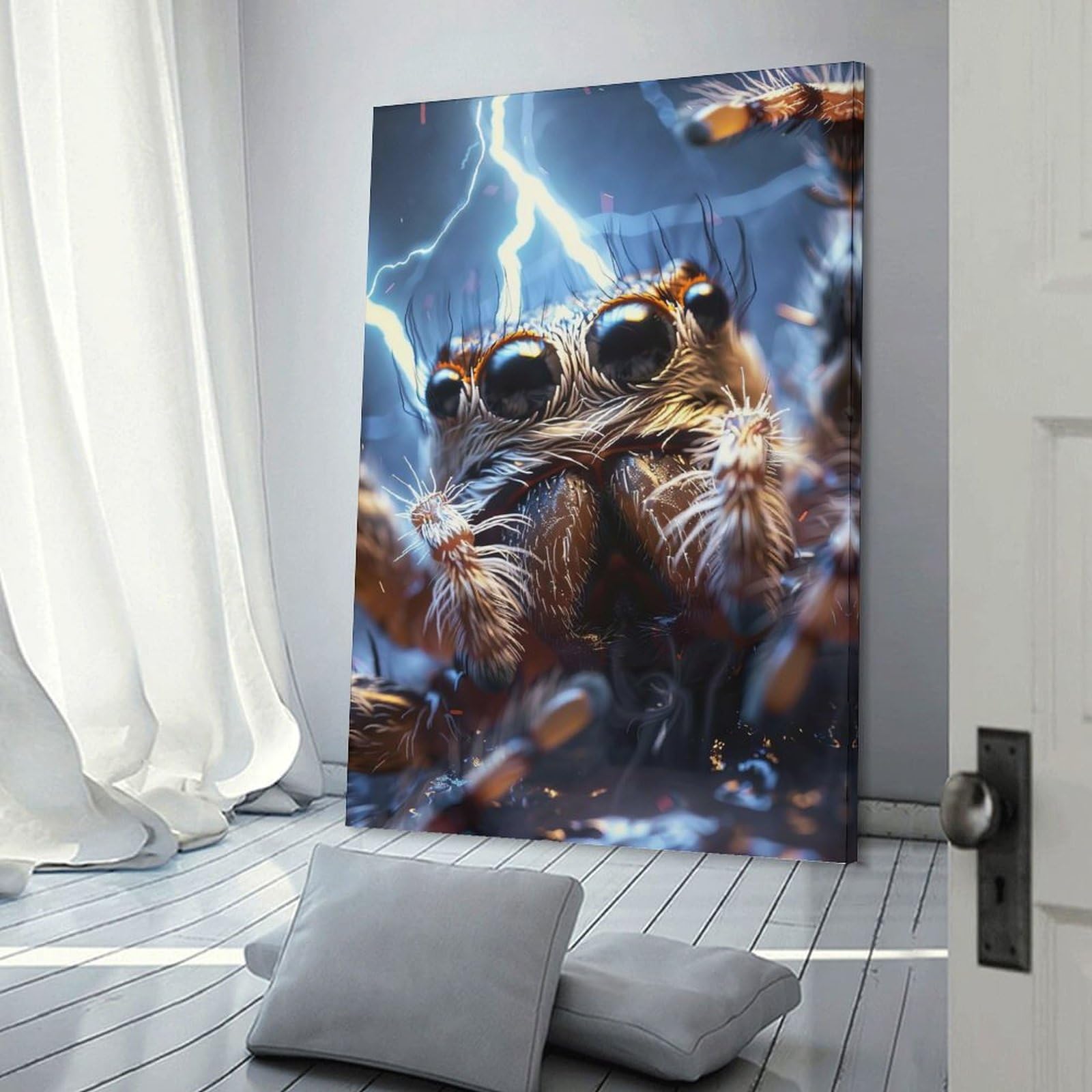 Junmoney Wall Picture Print Spider Lightning, 16x24inch(40x60cm), for Entrance Walls, Hall Decor Or Foyers, A Neat Decor Update for Hallways
