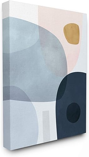 Stupell Industries Mod Shapes - Lienzo decorativo abstracto superpuesto de color azul pizarra, azul marino y melocotón, 16 x 20 pulgadas, multicolor