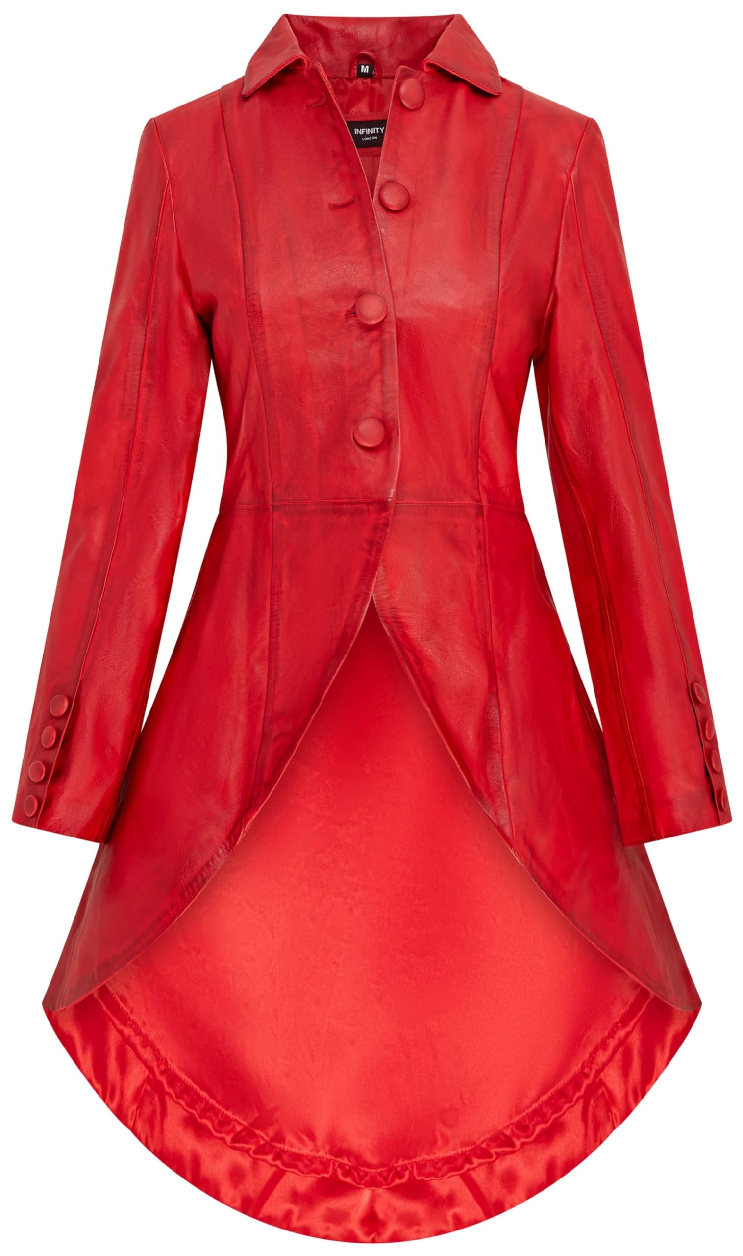 Infinity Leather Women's Red Gothic Full Length Victorian Leather Coat - Vantaa - Uk 4XL/22 | Eu 48 | Us 18