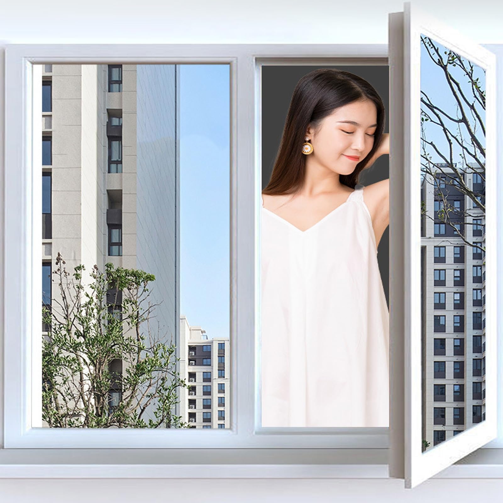 Vinilos para Ventanas 60 x 480 cm Cristal Unidireccional Protector de Privacidad Anti 99% UV y Anti 92% IR Película Opaca para Cristal para Hogar Oficina, Plata