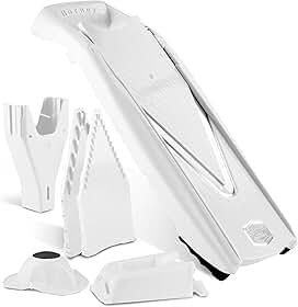 Börner Reston Lloyd Mandoline Slicer V5 (conjunto profissional) • Cortador em V com 10 estilos de corte e suporte seguro para alimentos • Fatiador de cozinha ajustável para legumes e frutas • Cor