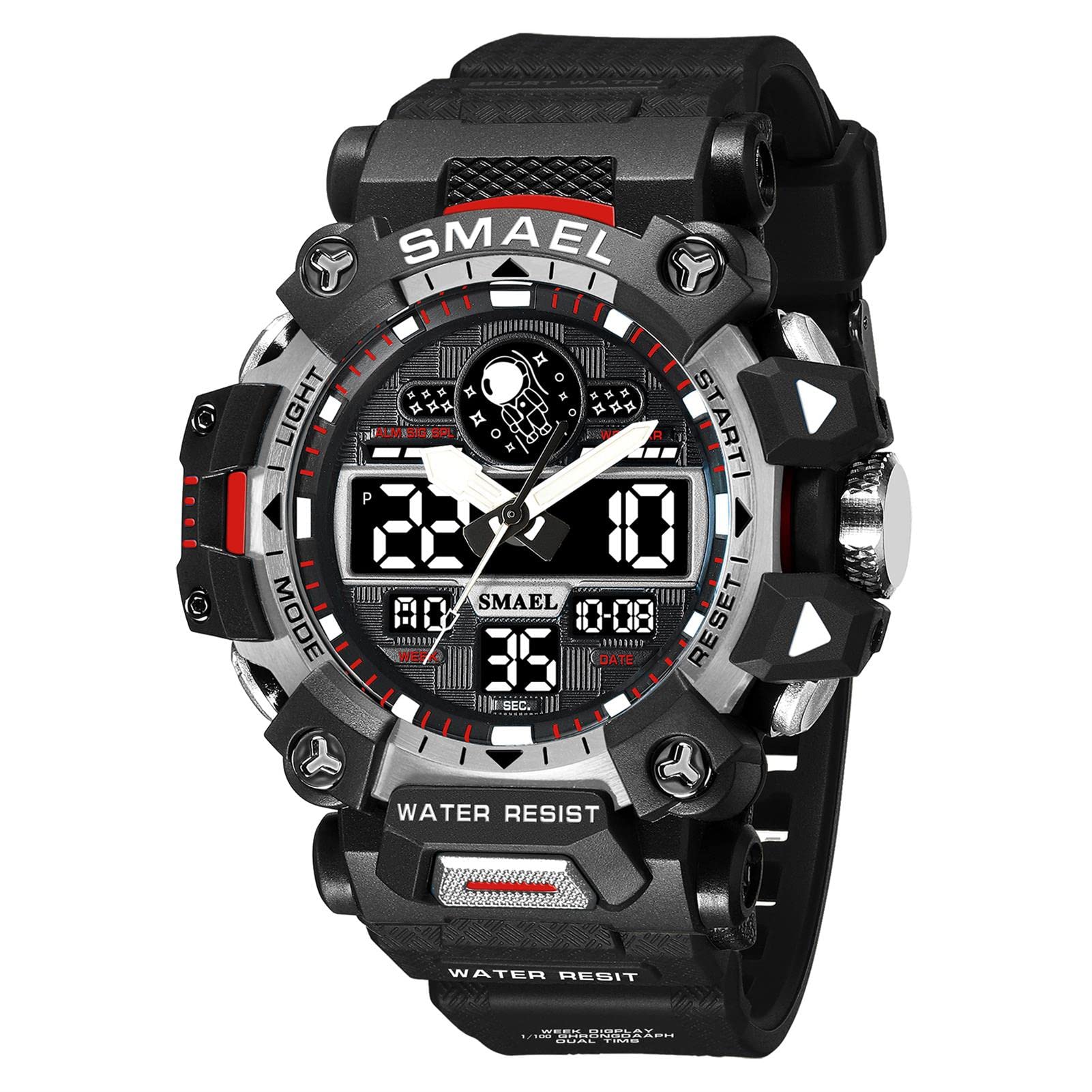 Montre Sport Homme Digitale Etanche 5 Bar avec Chronographe Alarme LED Eclairage Date-Montres avec Bracelet en Silicone