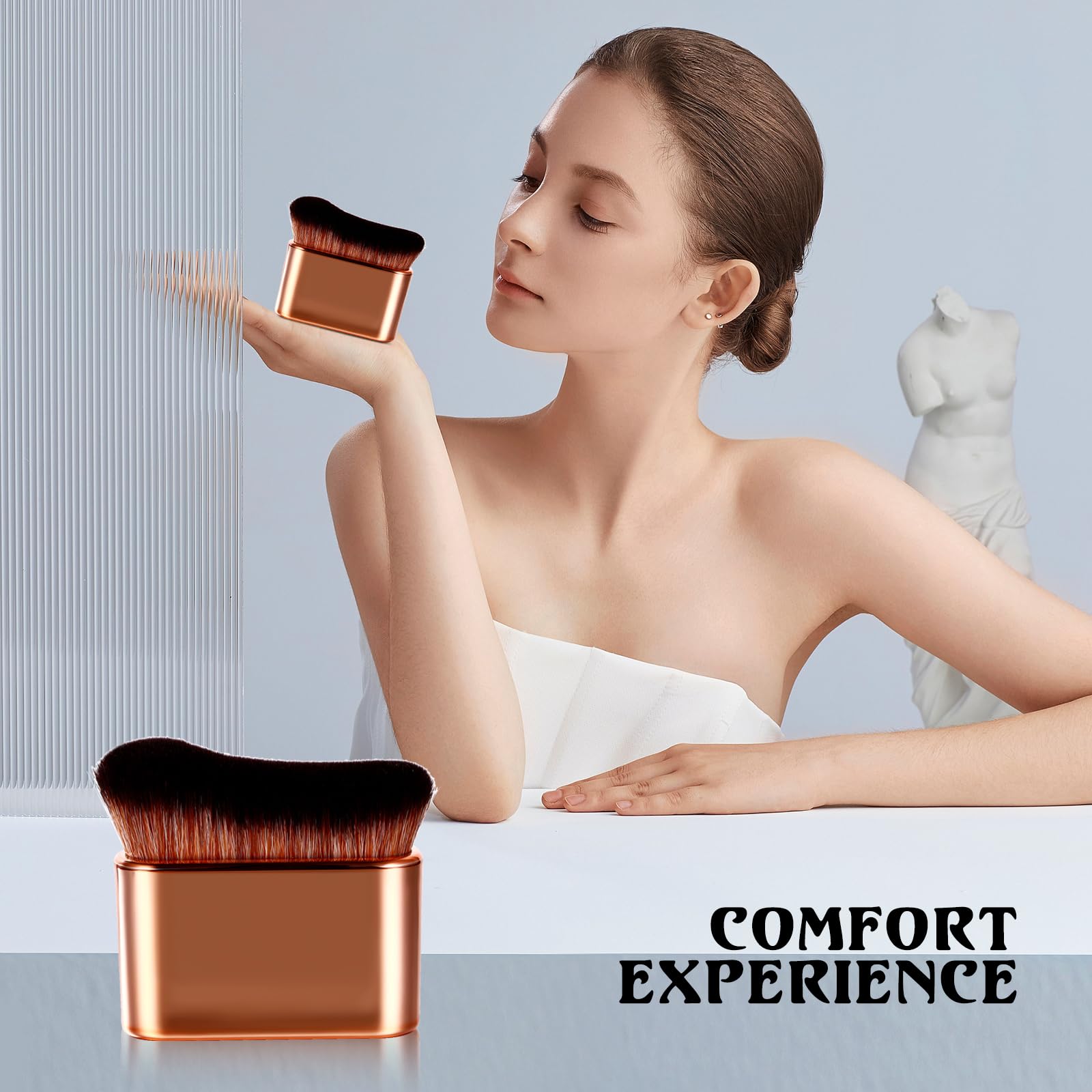 Vtrem Body Tanner Makeup Brush: 3 Colors Brush Powder Kabuki Foundation Brush Face Leg Makeup Self Tanning Brush Bronzer Applicator Blending Brush Set - Image 3