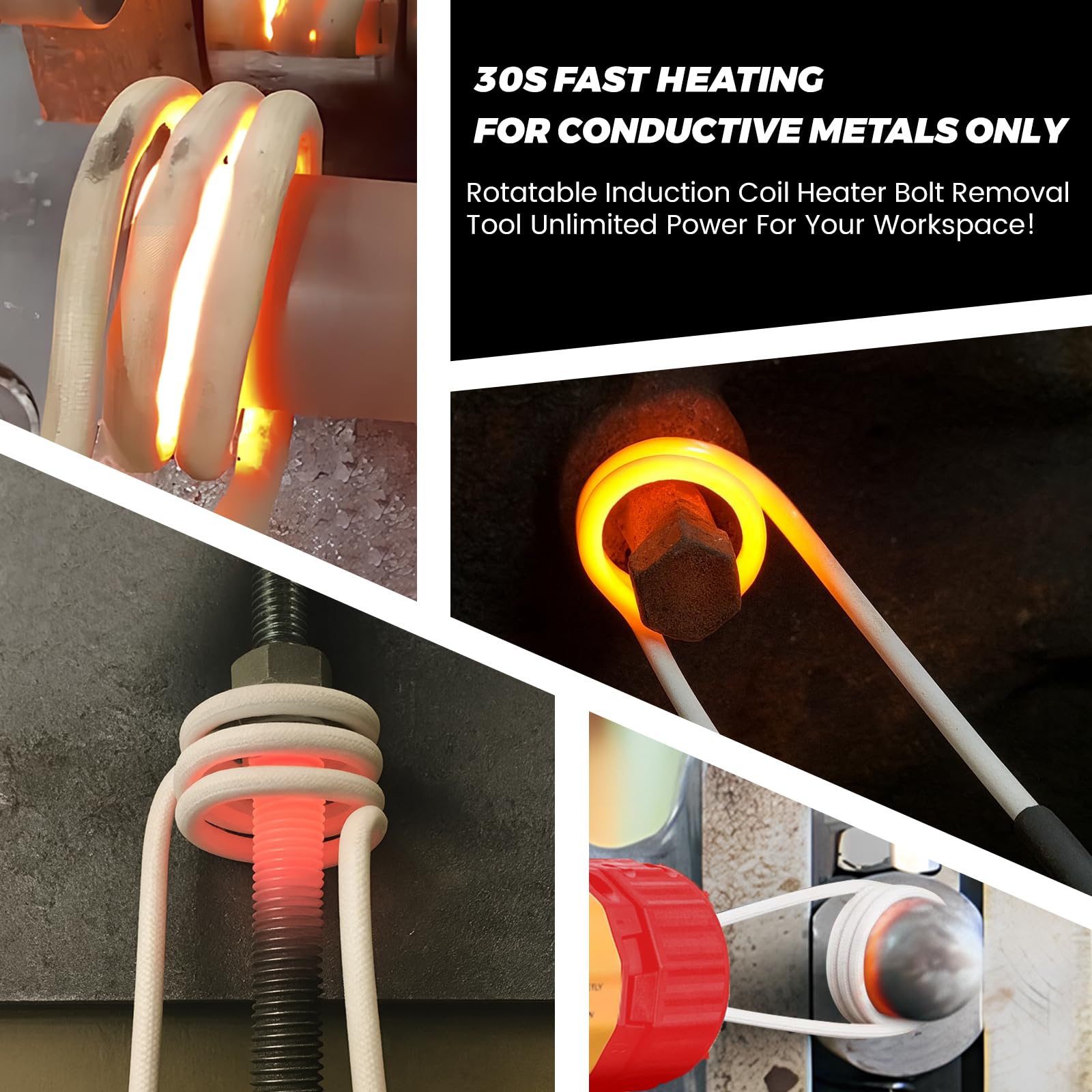1100W Magnetische Induktionsheizgerät, Drehbare Flameless Induction Heater, Induktions Heizset mit 8 Induktionsspulen, Maximale Heiztemperatur 800°C, Zum Entfernen Von Rostigen Bolzen und Muttern