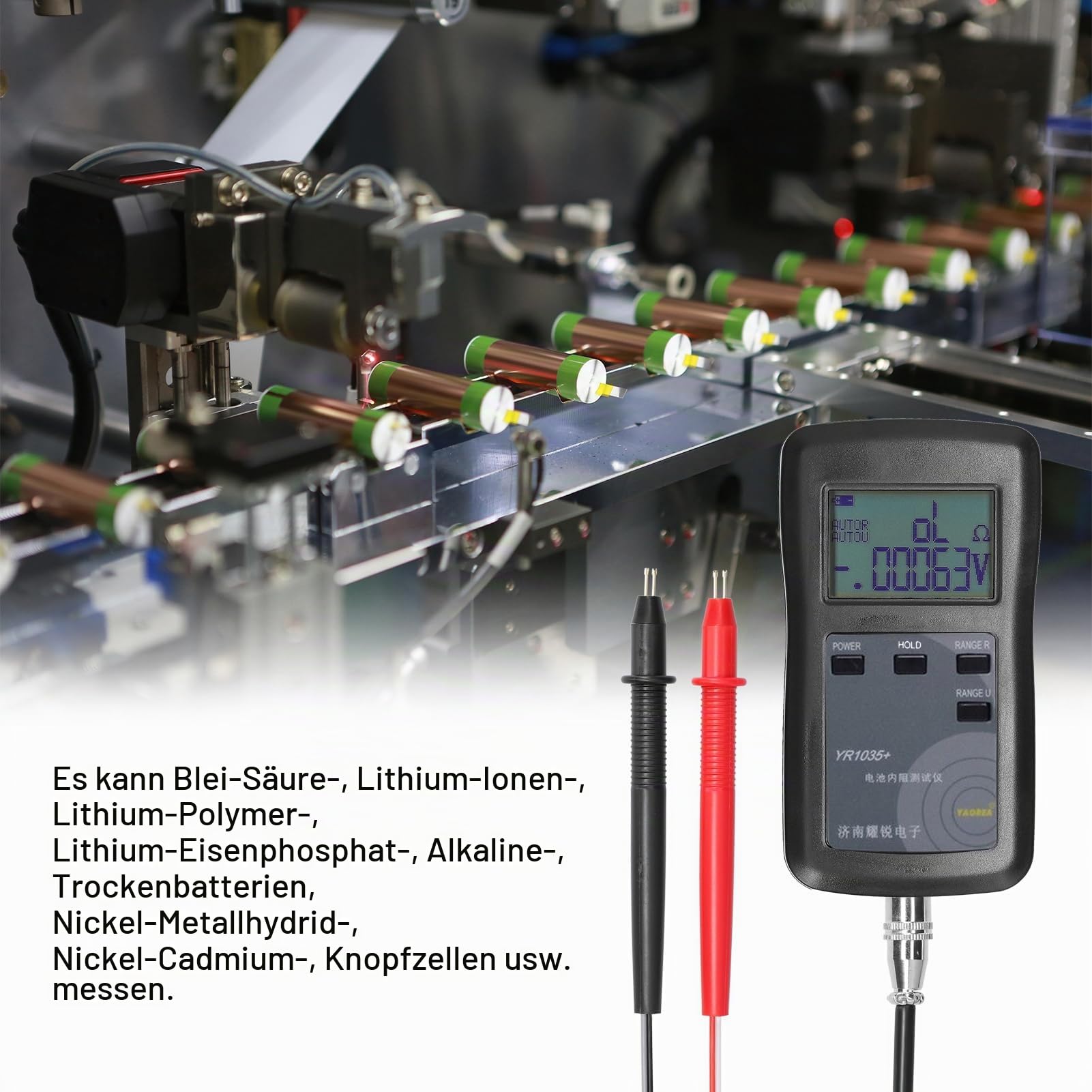 YR1035 Hochpräzise schnelle Lithiumbatterie interner Widerstand Testwerkzeug Gruppe für 100V Elektrofahrzeuge