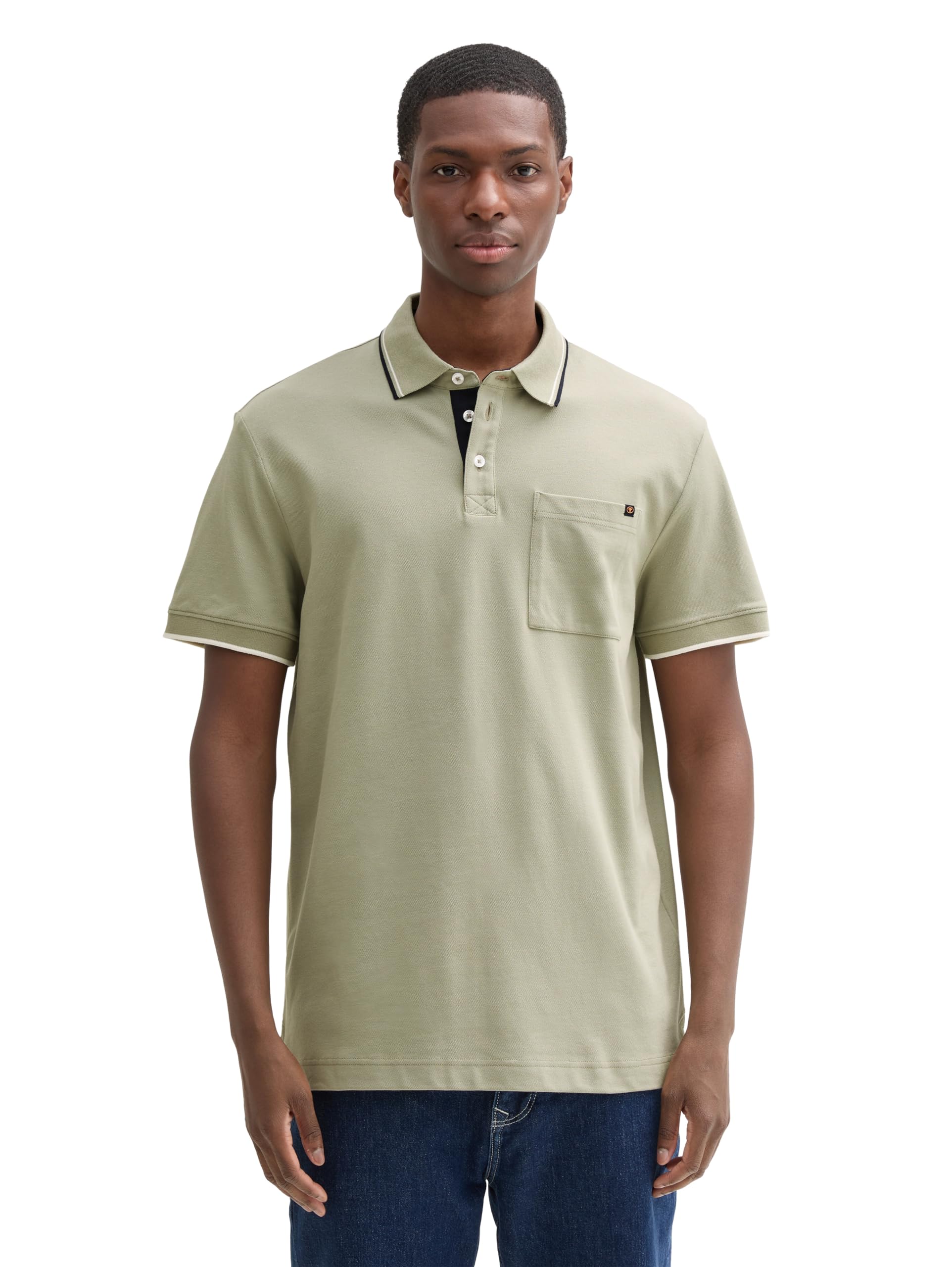 TOM TAILOR Men's Pique Polo Shirt with Chest Pocket