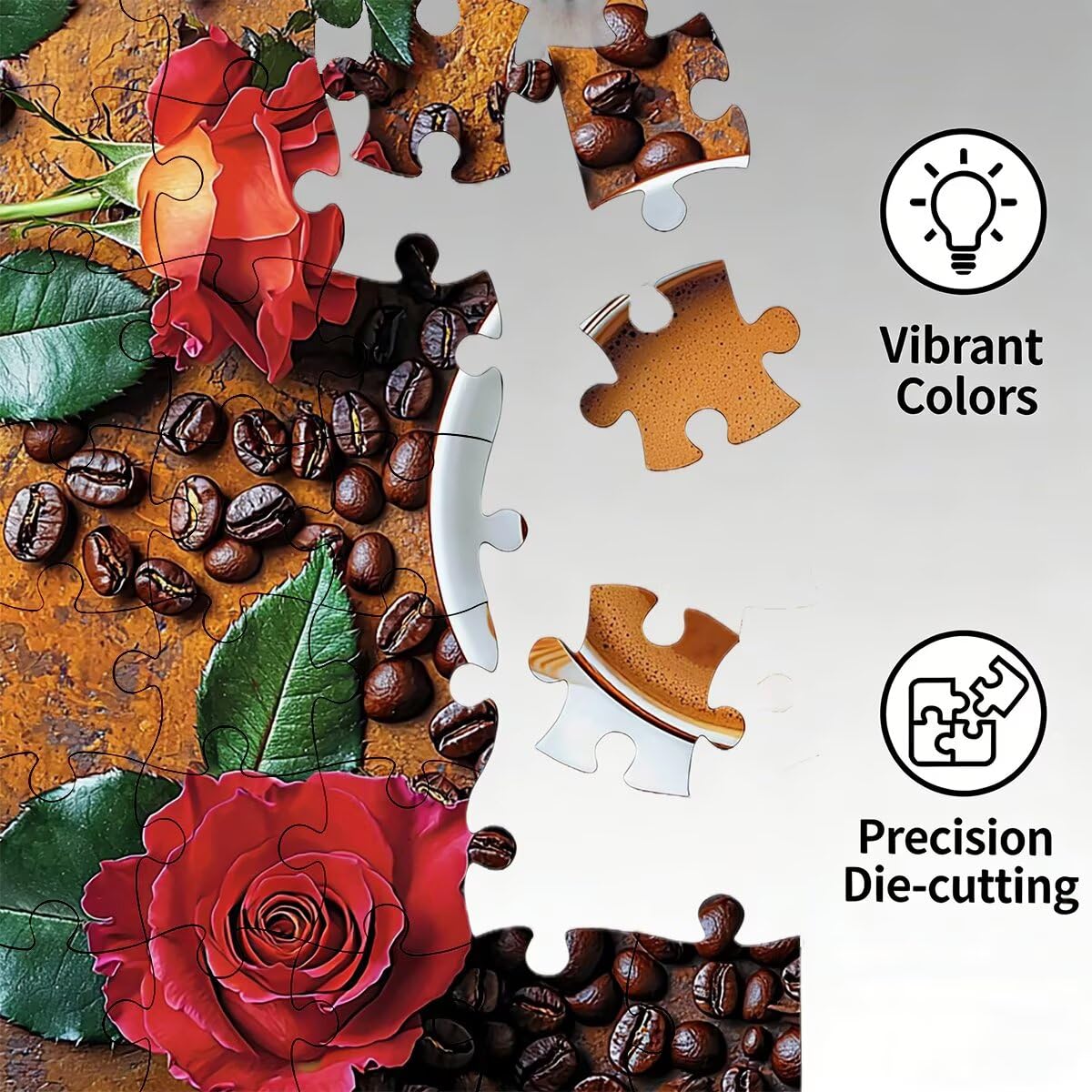 Puzzle 1500 elementów dla dorosłych, puzzle 1500 elementów kawy, różowe puzzle dla dorosłych z wykwintnym pudełkiem do pakowania, gry edukacyjne, duże drewniane łamigłówki na prezent dla kobiet obraz