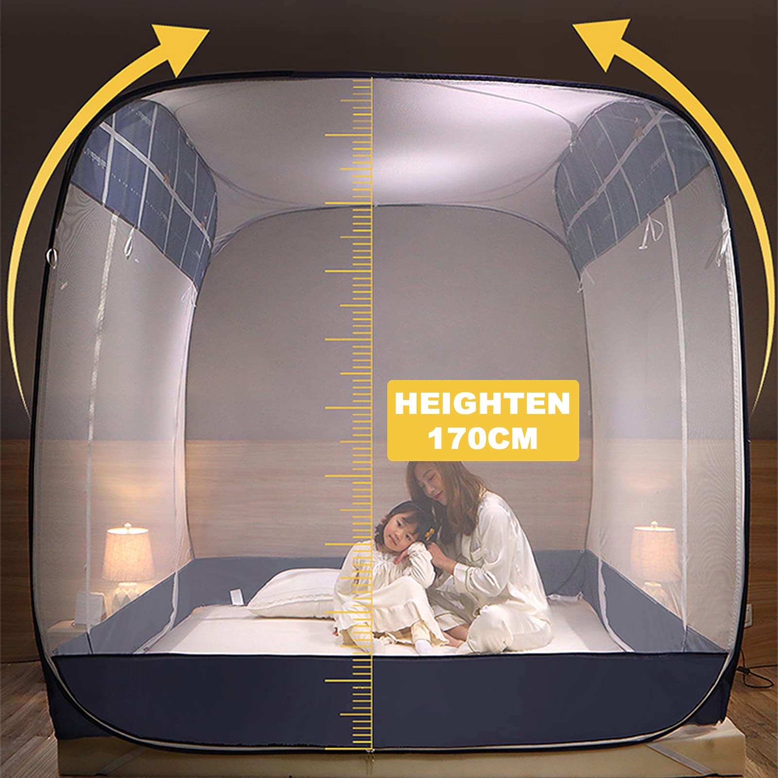 Mosquitera Plegable con Dosel para Cama, Doble Puerta, para Camping, con Cremallera, para Evitar Insectos, para Camas y dormitorios, A, 1,5 x 2,0 m