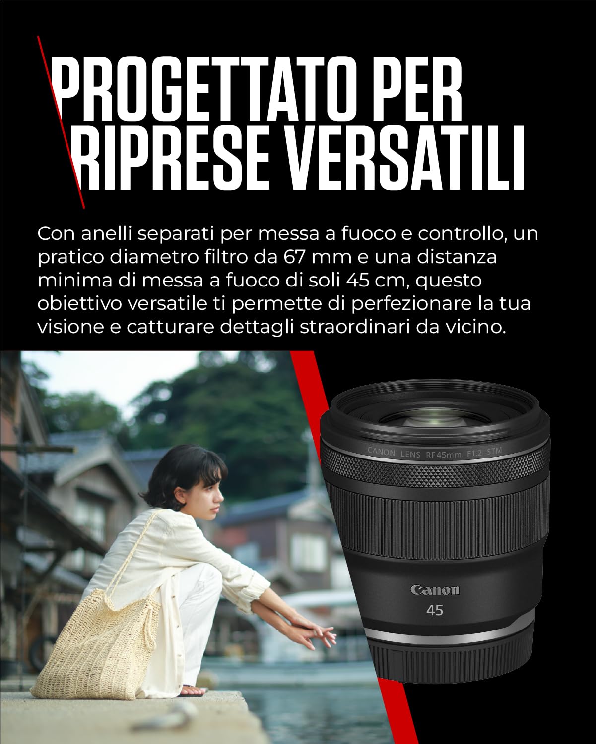 Canon RF 45mm F1.2 STM Obiettivo fisso f/1.2 per fotografia ritrattistica Canon EOS R