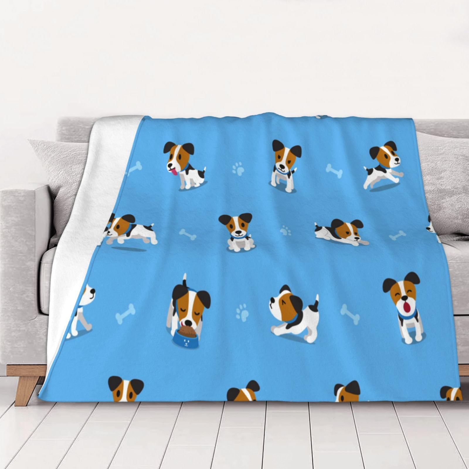 Tcoay Women's As Shown Cute Jack Russell Terrier Dogs With Bones Pattern,Throw Blanket Soft Flannel Fleece Throw Blanket For Bed Sofa Travel,50"X40"
