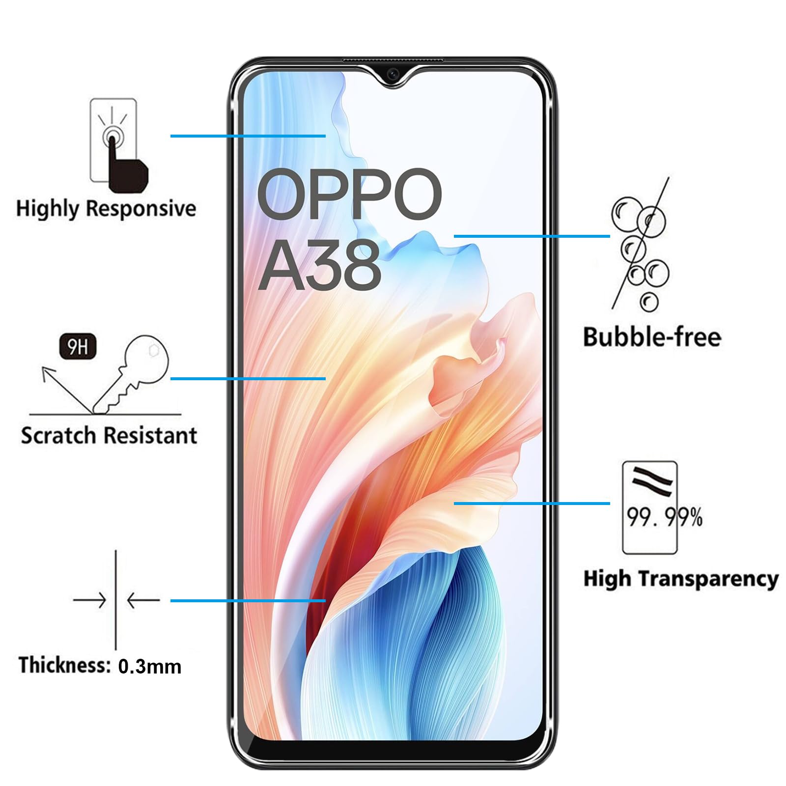 BORYA Silicone Cover per OPPO A38 4G/OPPO A18 4G, Ultra Sottile Antiurto Morbida Antigraffio Premio TPU Custodia, Elegante Semplice Colore Modello Caso con Fodera Microfibra. P8