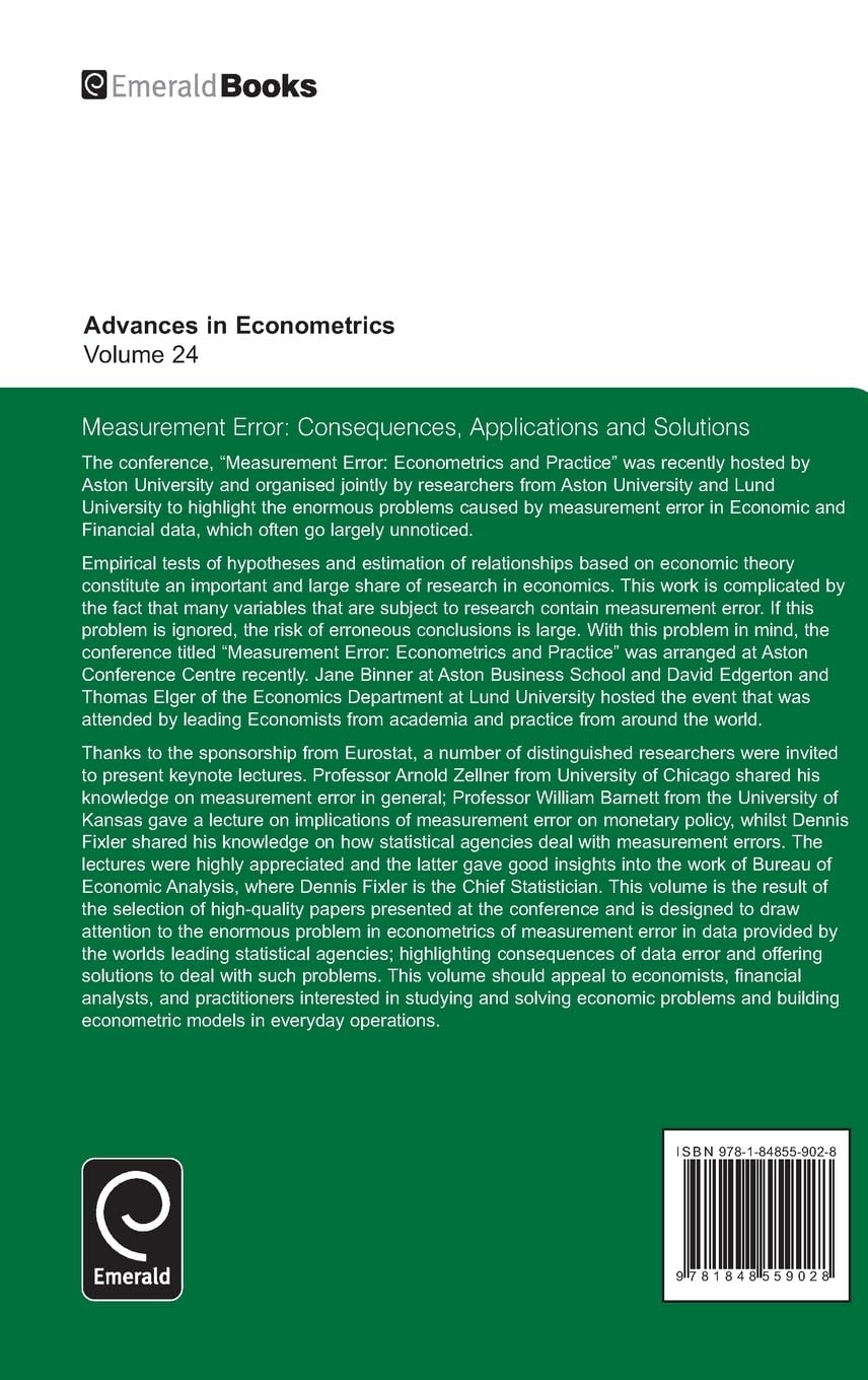Measurement Error: Consequences, Applications and Solutions: 24