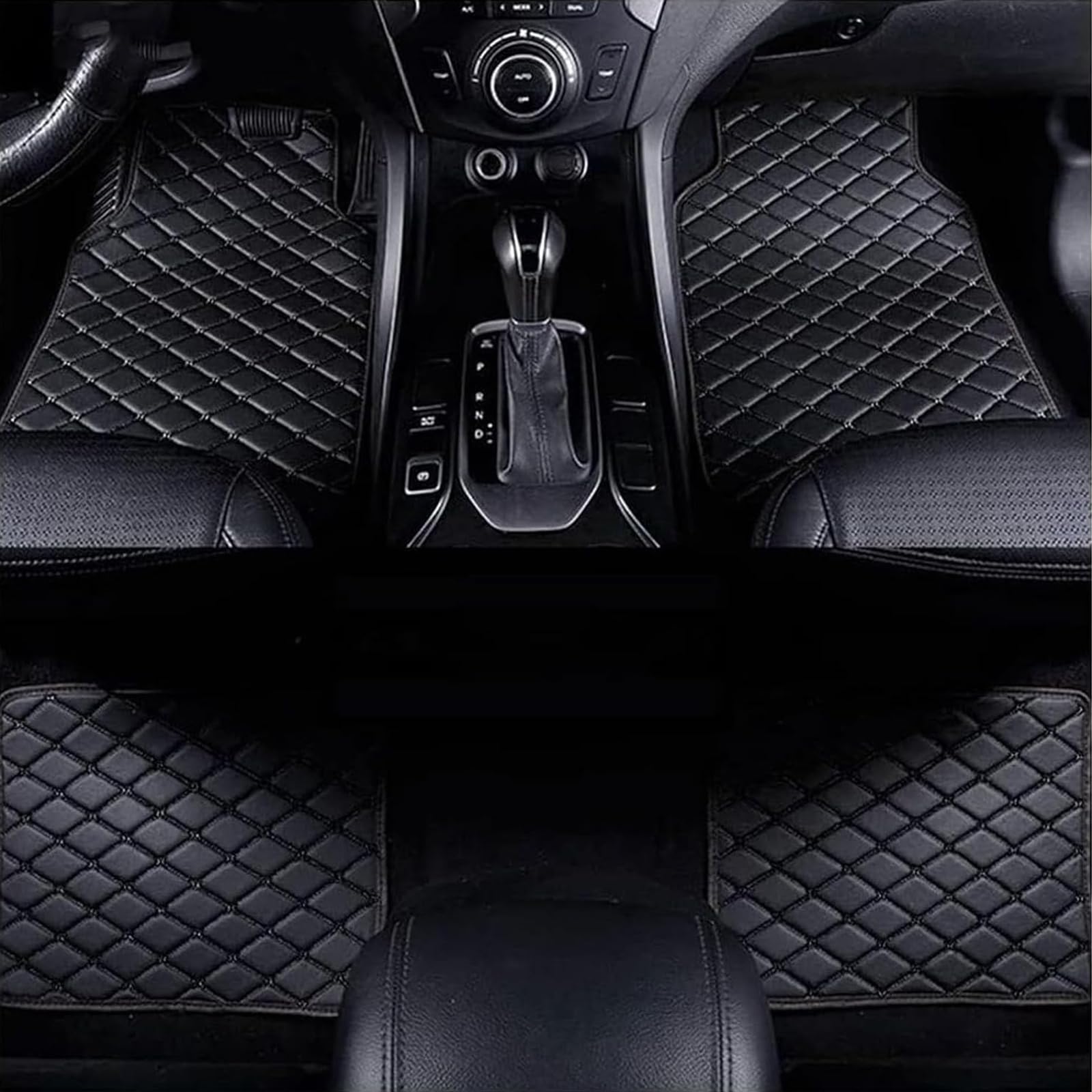 4 Pcs Leather Car Floor Mats for Honda Accord 8th Generation 2007-2013, Custom Front Rear Row Foot Pads Liners Waterproof Anti-Slip Carpet Protection Interior Accessories,B/Black
