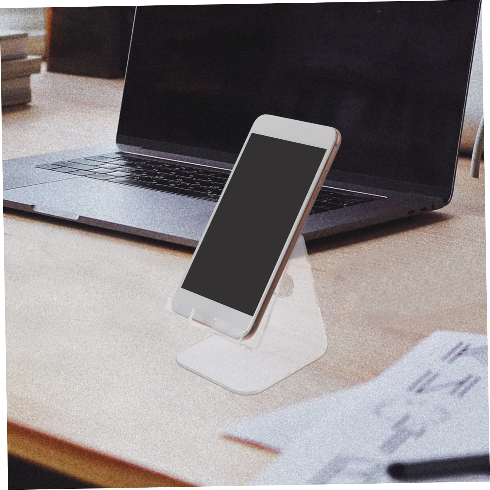 NUOBESTY 4pezzi Supporto Per Smartphone Acrilico Trasparente Porta Telefono Da Scrivania Elegante e Pratico Struttura Semplice e Design Ergonomico Per Visione Ottimale