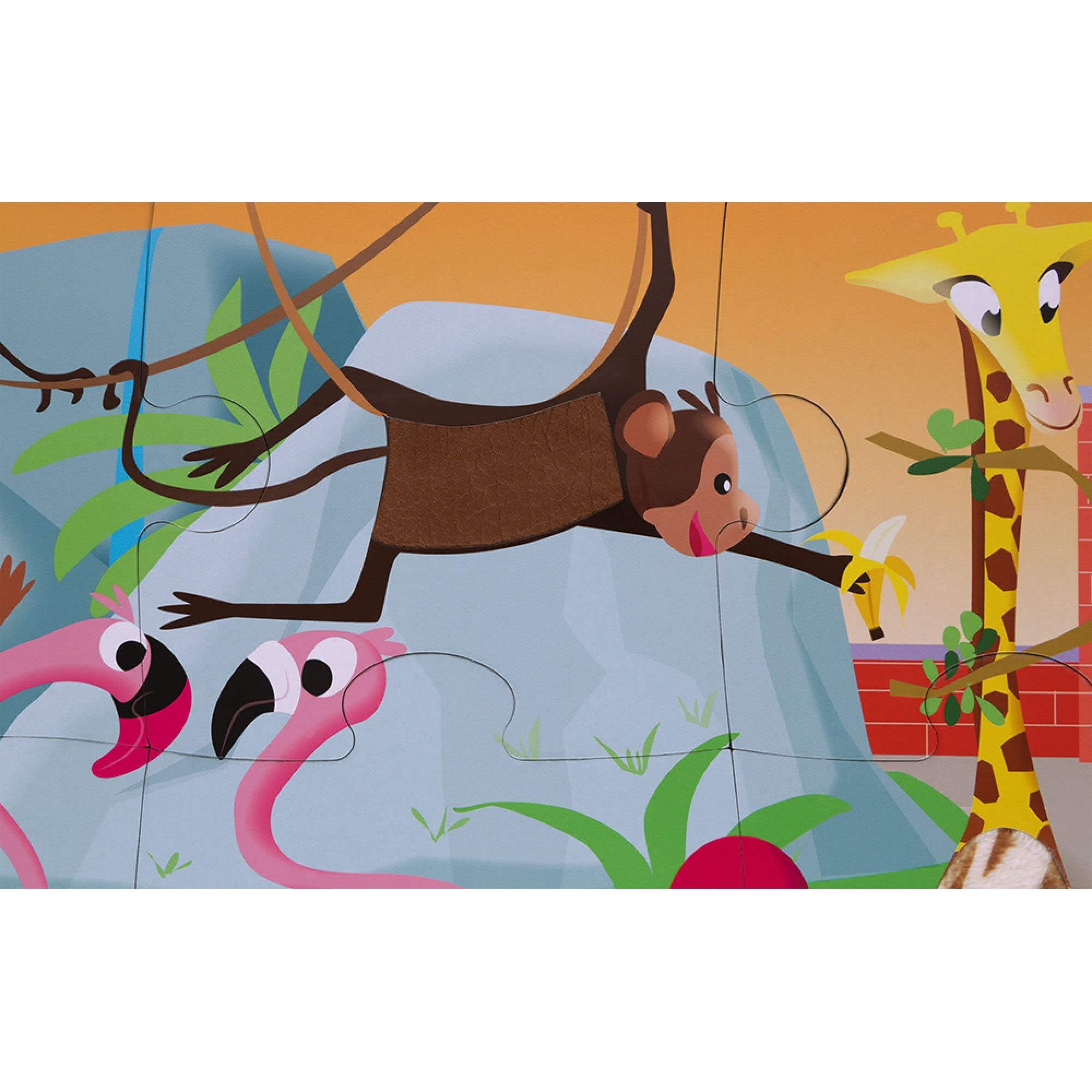 Janod Puzzle Tactile Une Journée Au Zoo – 20 Pièces Dont 7 Texturées, Sensoriel Dès 2 Ans !