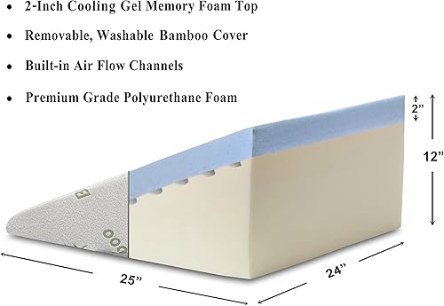 Miniatura 4 de intevision Wedge cama almohadas 25 x 24 x 12 de espuma con alta calidad funda extraíble