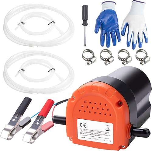 PLUMIA Extractor de bomba de cambio de aceite de 12 V 80 W, bomba de transferencia de aceite de succión de líquido diésel mejorada con tubo, bomba