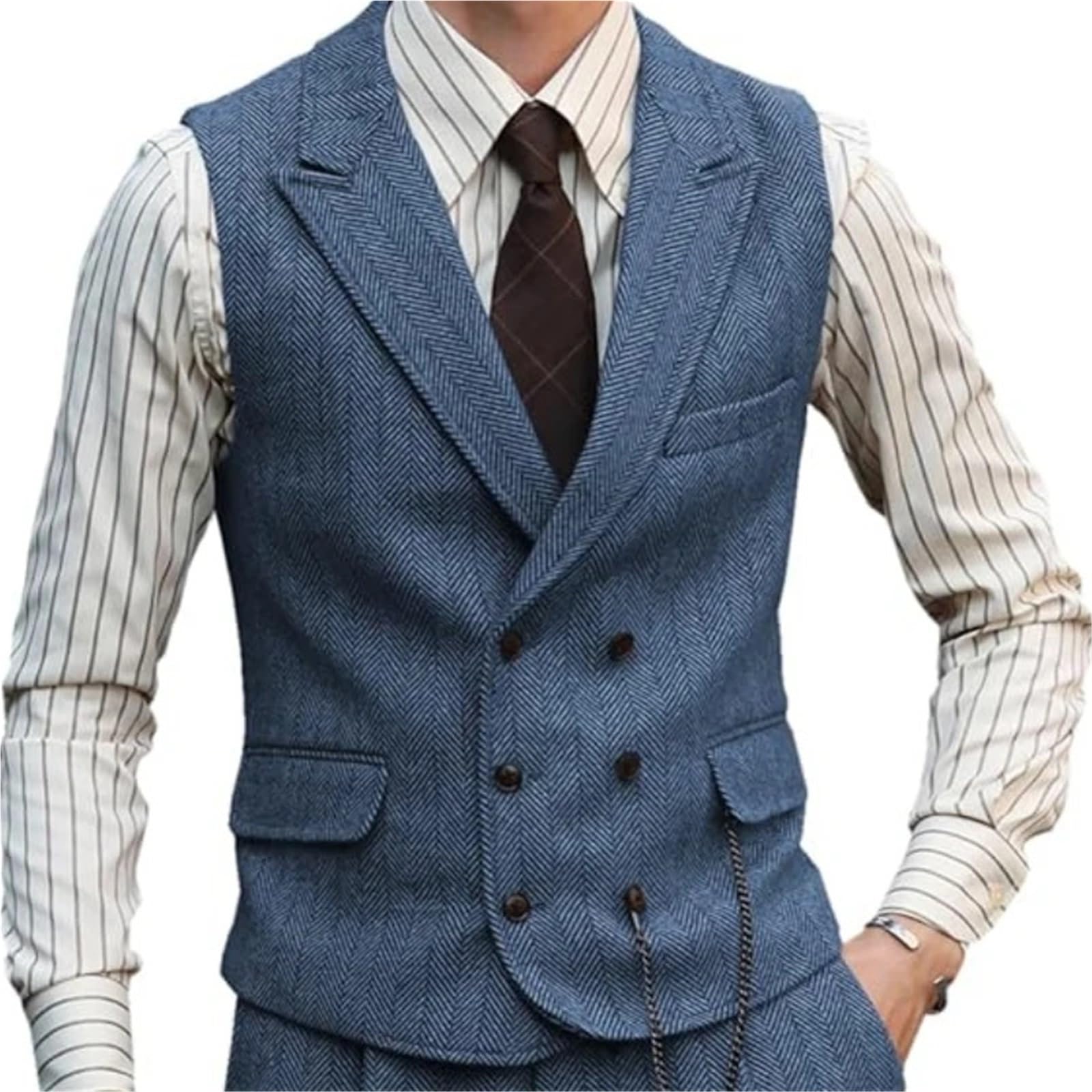 Gilet da uomo in pelle scamosciata marrone lavoro vintage regolare slim banchetto Per matrimoni, eventi aziendali