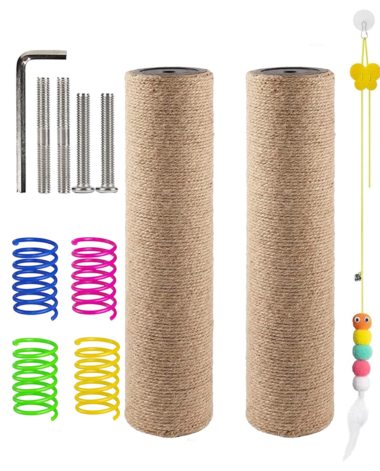 BNOSDM 2 Pcs M8 Cat Scratching Post Replacement Poles 11.8 x 2.75 in Cat Tree Tower Scratch Ropes Refill Sisal Pole Part for Refurbishment Hemp Grey