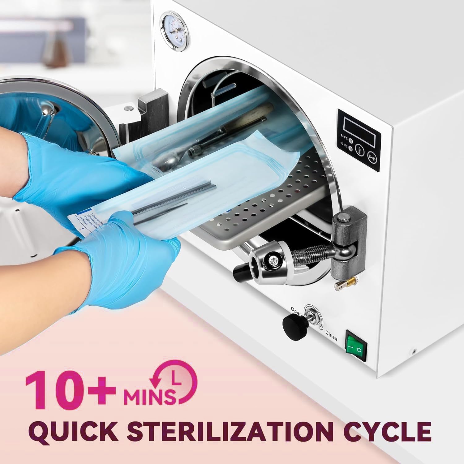 Autoklaven-Dampf 18L 1000W, tragbarer LED-Digitalanzeige-Autoklaven-Sterilisator mit Chip-Kontroll-Edelstahl-Laborausrüstung