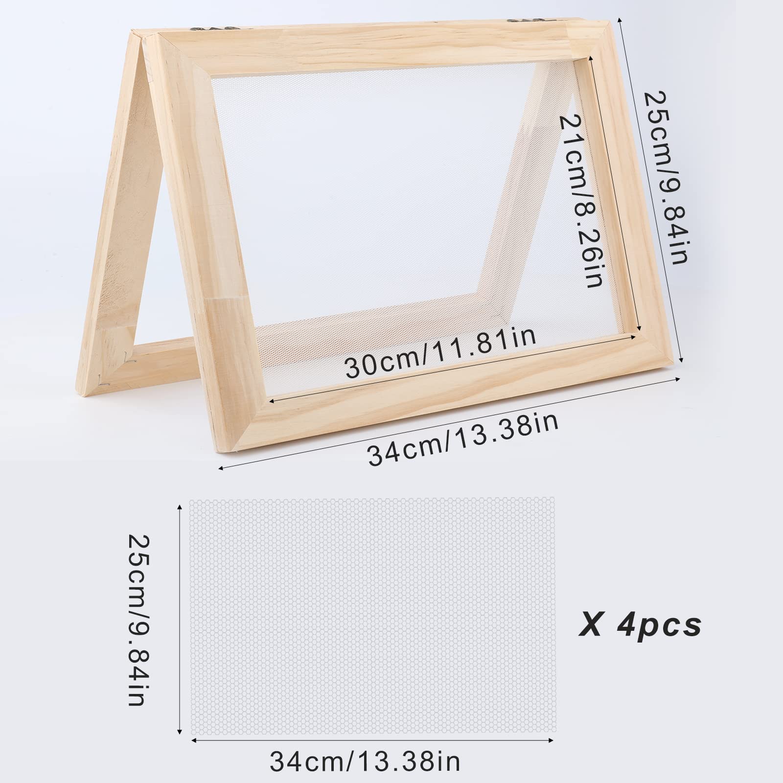 Luter - Kit de fabricación de papel de madera, incluido el papel de madera, fabricación de marcos de moldes y mallas, manualidades para papel de bricolaje, flores secas y artesanías (25 x 34 cm)