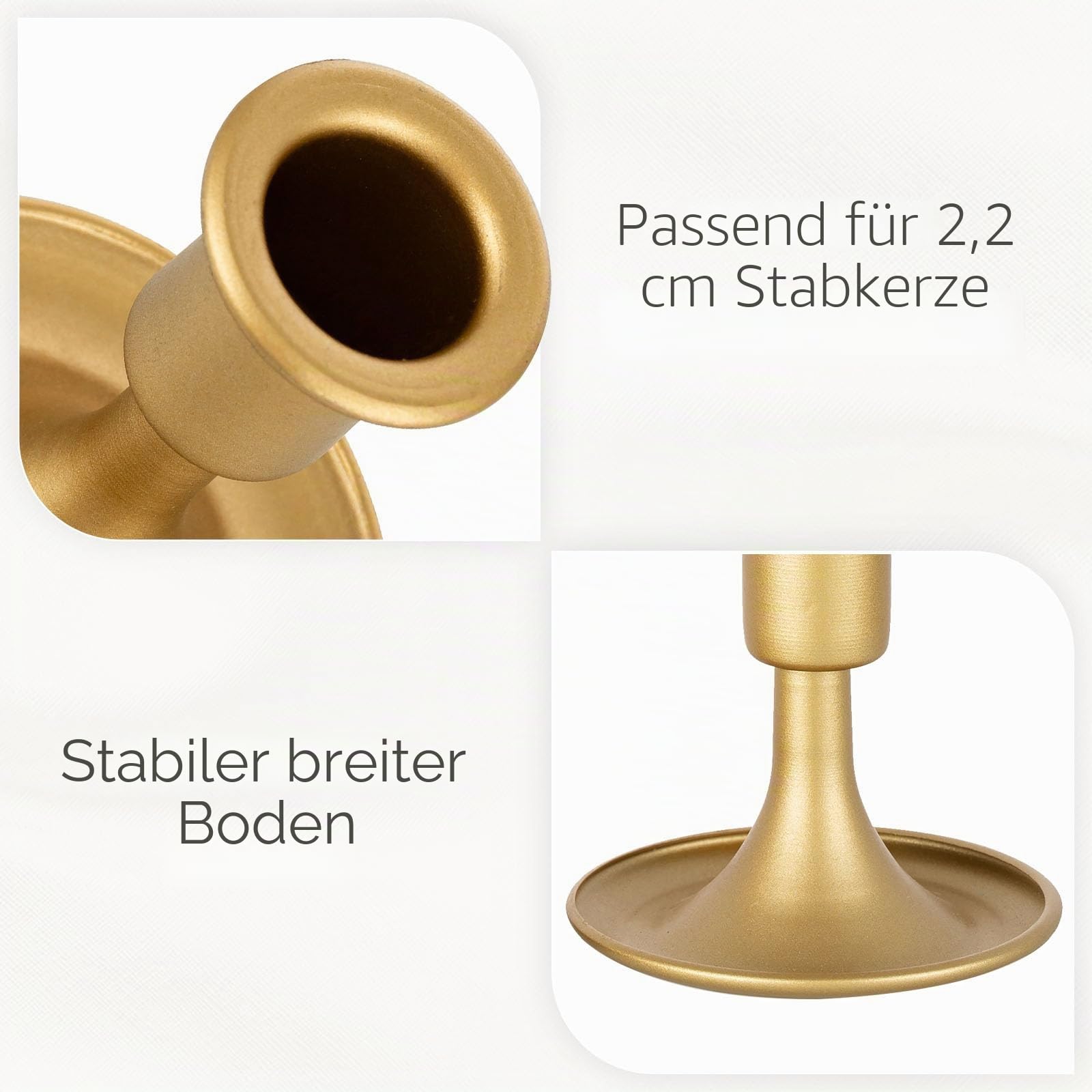 Matte Gold Kerzenhalter Vintage: 24 Stück Kleiner Stabekerzenhalter | für 2,2 cm Spitzkerzen, Metall Kerzenständer für Tischdeko, Hochzeiten, Weihnachten, Partys, Kamin, Fensterbank, Wohnzimmer
