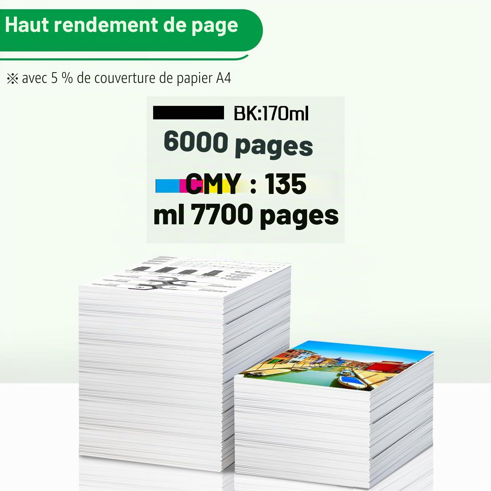 GI56 Pigment Encre Compatible avec Canon GI-56 GI 56 Bouteille d'encre Multipack pour MAXIFY GX7050 GX6050 GX5050 GX4050 GX3050 (4 Pack BK/C/M/Y)