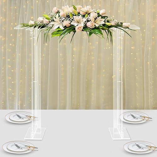 Miniatura 4 de Arco de flores de acrílico transparente de 3.28 pies de alto, elegante soporte de flores rectangular, centro de mesa, telón de fondo de boda,