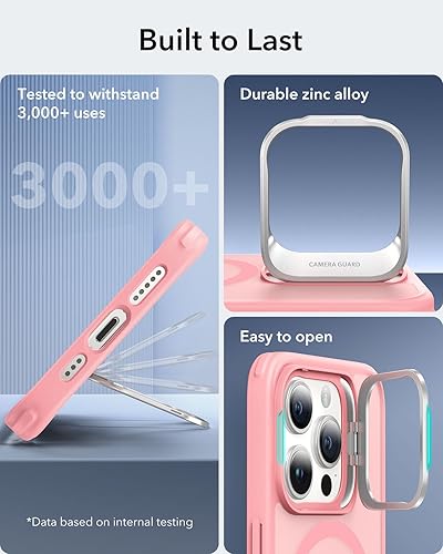 Vista 575 de ESR - Funda para iPhone 15 compatible con MagSafe, funda protectora de grado militar con soporte integrado, cubierta trasera resistente a