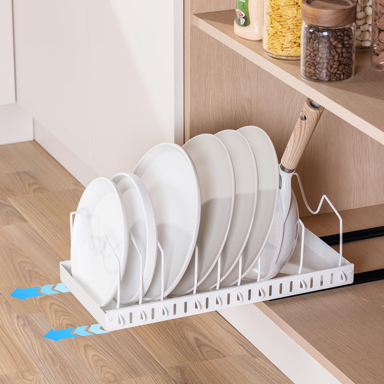 Organizer Porta Coperchi Pentole - 7 Scomparti Regolabili, Metallico, Salvaspazio Per Cucina - Foto 8