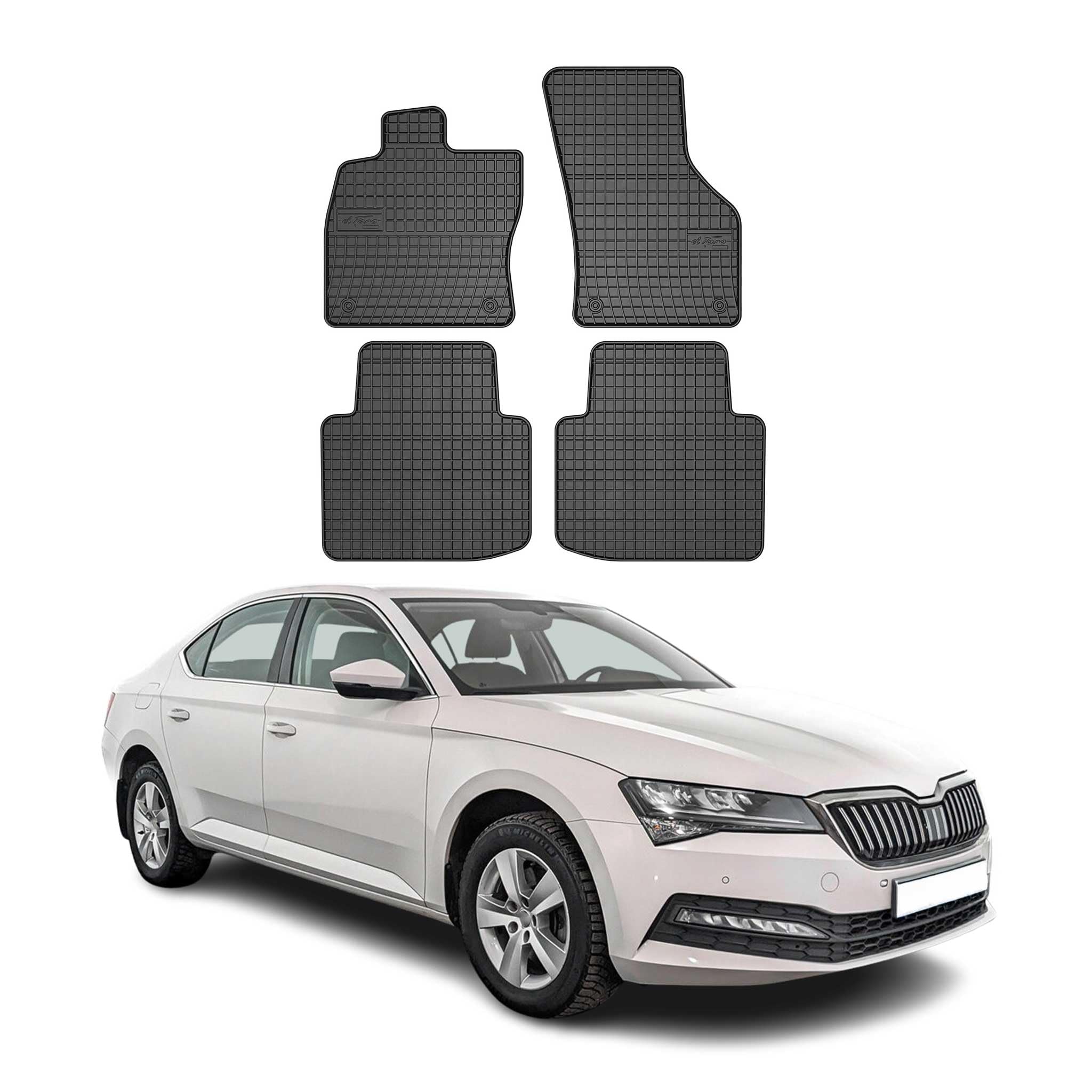 OMAC Fußmatten für Skoda Superb 2015-2024 Gummi 4tlg Schwarz