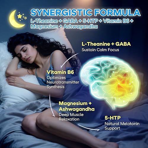 Miniatura 5 de BVIVLOO Gomitas de L-teanina con L-teanina de 400 mg, Ashwagandha, GABA, 5-HTP, glicinato de magnesio para calma, ZZZ y apoyo de relajación, vegano,