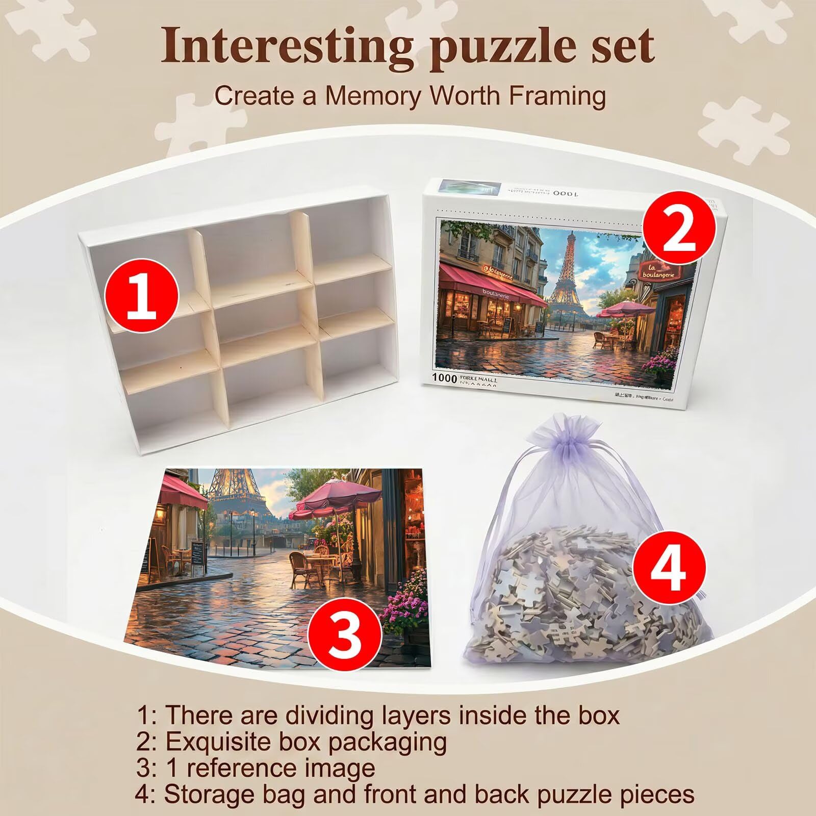 Città Torre ferro Puzzle 1000 Pezzi per Adulti, Puzzle in Legno - Collezione Classica con Poster Incluso - Sfida di Concentrazione e Passatempo Antistress, Gioco per Famiglia, 75 x 50 cm f0-53