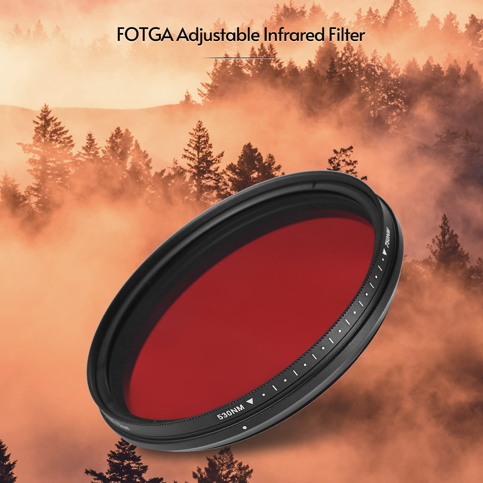 Filtre, Filtre Infrarouge réglable 77mm Filtre d'objectif à Rayons X Pass IR Variable de 530 nm à 750 nm Compatible avec l'appareil Photo Reflex numérique