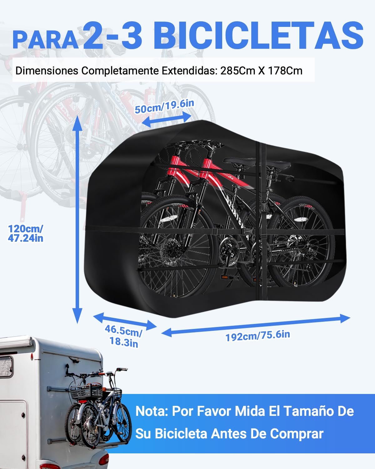 SUPAREE Funda para Bicicleta Impermeable Funda de Bicicleta para Transporte Funda Bicicleta Portabicicletas para 2-3 Bicicletas 420D Oxford pour Autocaravana Coche Viaje