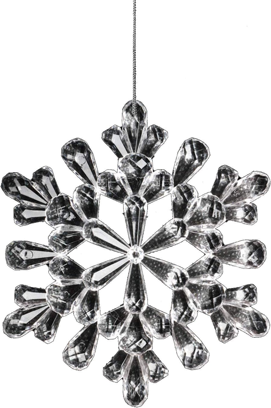 Davies Products 11cm Clear Acrylic Hanging Snowflake Christmas Decoration - Christmas Tree Decorations - Hanging Christmas Decorations