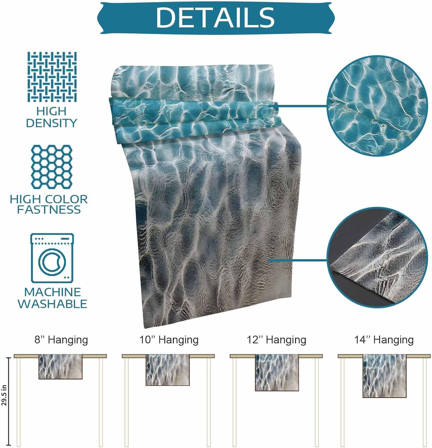 Blue Yellow Cotton Linen Table Runner Dresser Scarf Tropical Sandy Beach Clear Sea Water Non-Slip Burlap Rectangle Table Setting Decor for Kitchen Home Dinin ,Wedding,Holiday,Extra Long 13 x108 inch