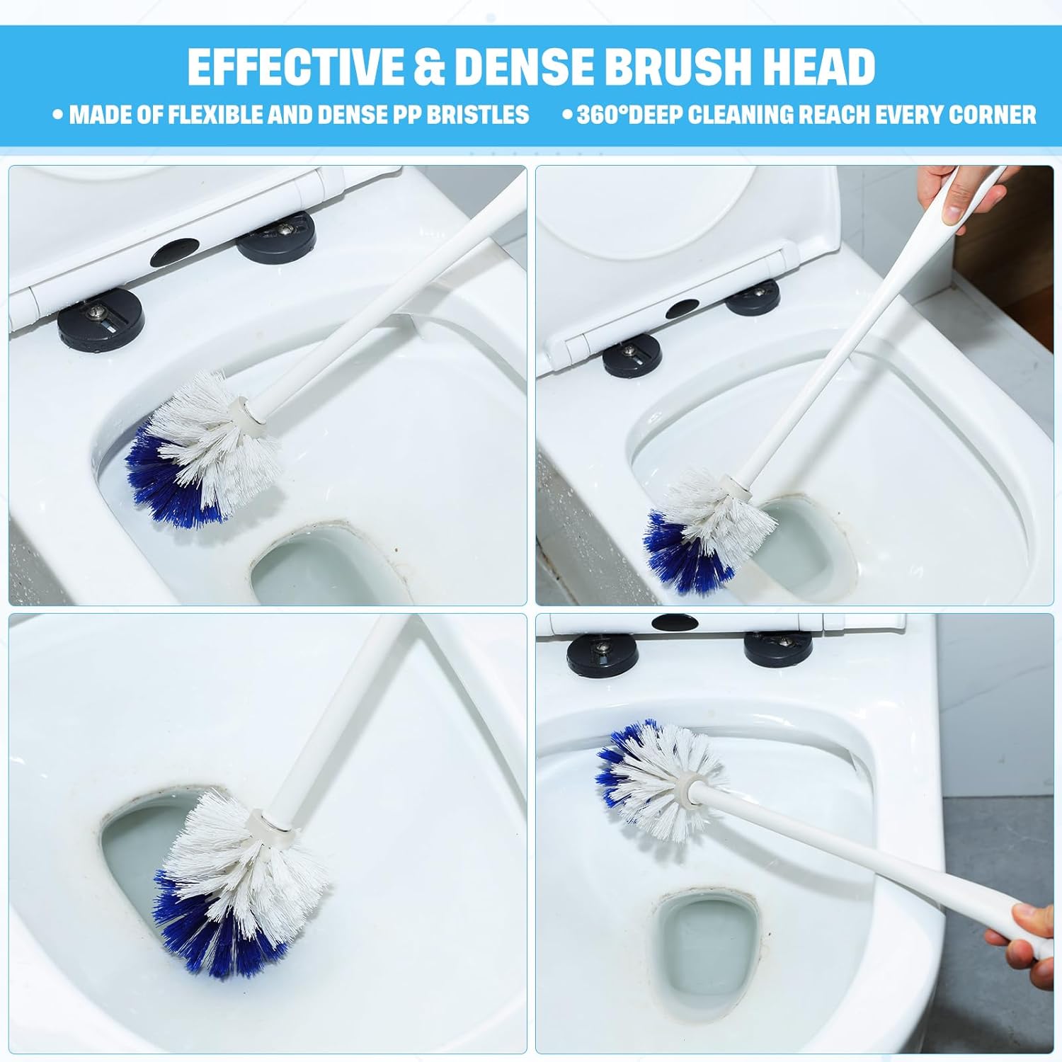 24 Pcs 18 Inch Toilet Brush Toilet Bowl Cleaner Brush Bathroom Long Plastic Handled Cleaning Scrubber with Hook Hole for Household Bathroom Cleaning Supplies(Flat Handle)