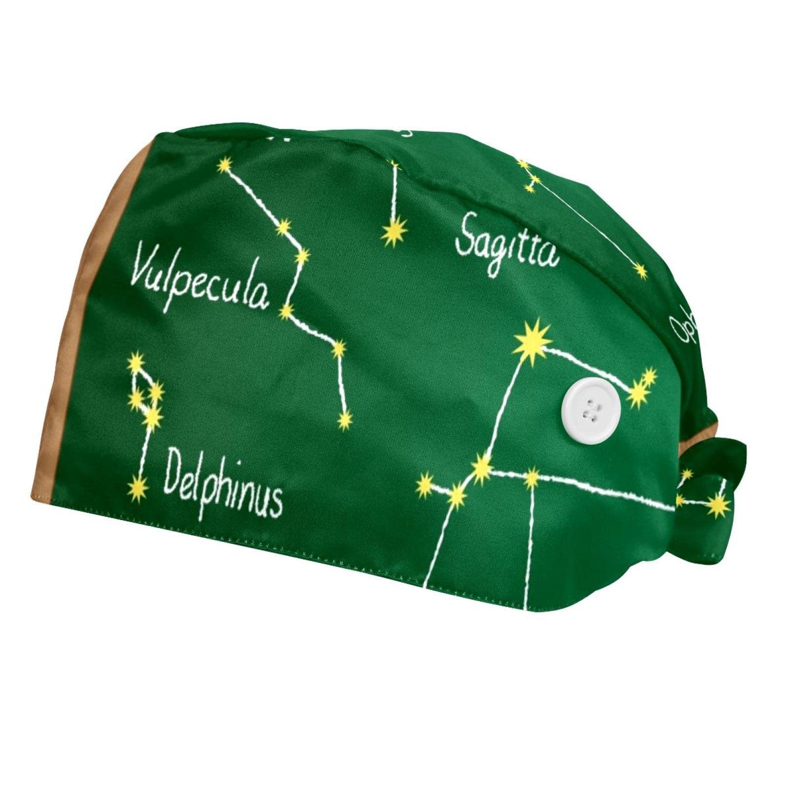 Seamless Floral Pattern with Clover Adjustable Working Caps 2 Pack Bouffant Hats with Buttons Women Men one Size