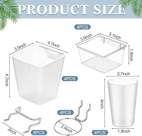 Miniatura 2 de Jinei 12 cubos y tazas con ganchos y bucles, surtido de clavijas, accesorios organizadores, varios organizadores de herramientas, juego de cestas de